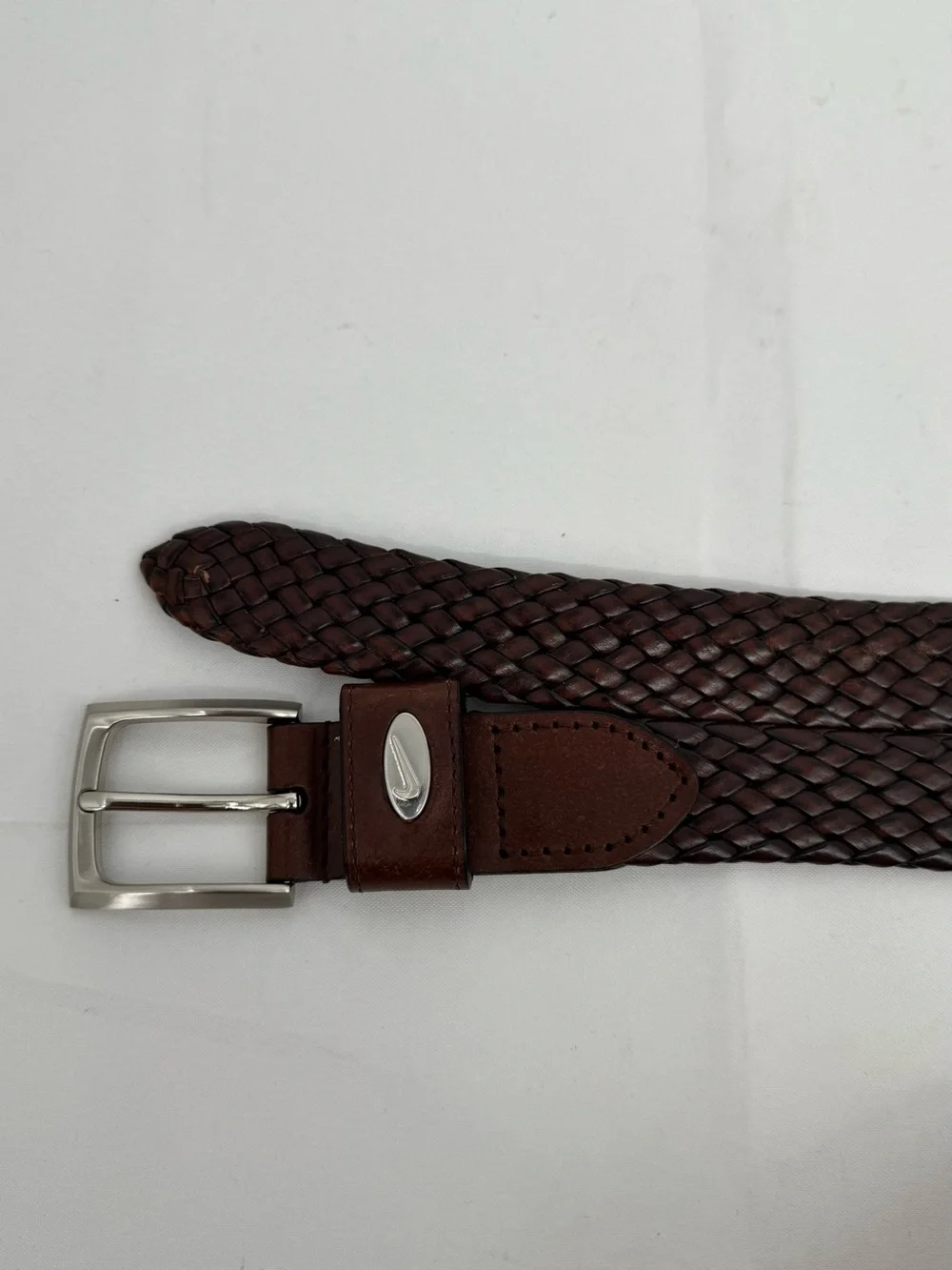 Nike Braided Belt Mens 42 Brown  Woven Braided Leather 11079-02